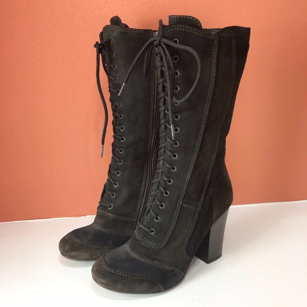 ALDO Suede Leather Lace-Up Victorian Granny  Boots